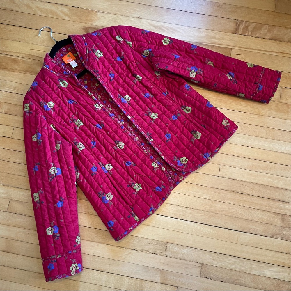 HEARTS OF PALM Vintage Y2K Quilted Jacket Coat Floral Mixed Print Cottagecore